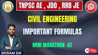 CIVIL ENGINEERING | ALL SUBJECTS IMPORTANT FORMULAS | TNPSC AE | JDO | JE | RRB JE | Karpom Tamizha