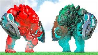 BACON OVERLORD GOLEM BOSS VS OLD PIKKON THE CREATOR GOLEM BOSS (ARK SURVIVAL EVOLVED BATTLE BOSSES)