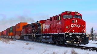 SUPER RARE! CPKC new paint AC44CWM leader! CP 8128 leads CP Stack train Eastbound at Ogden, AB.