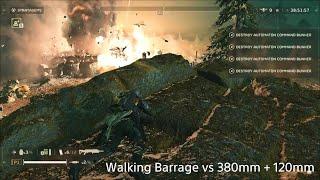 Walking Barrage vs 380mm + 120mm Barrage Testing (Against an Automaton Base)
