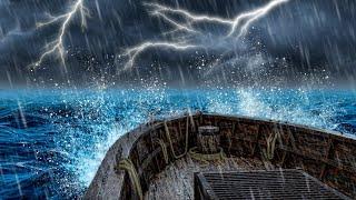 Rain, Thunder, and Stormy Ocean Sounds on Wooden Ship | 10 Hour Sleep Ambience