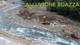 ALLUVIONE SOAZZA SVIZZERA - ESCAVATORI ALL'OPERA PER RICOSTRUIRE L'AUTOSTRADA #hitachi #caterpillar