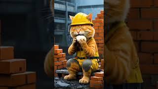 A CUTE CAT WORKING HARD IN RAIN ️.#shorts #shortvideo #animals #cat