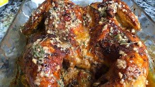 EASY GARLIC BUTTER ROASTED CHICKEN | SPATCHCOCK STYLE | Cooking w/ Ashley