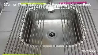 37cm or 47cm Stainless Steel Kitchen Sink Crockery Vegetable Rack 200717