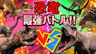 【恐竜の戦い！恐竜バトル②】強い恐竜はどれだ？！ティラノサウルス,カルノタウルス,パキケファロサウルス,アンキロサウルス,ケツァルコアトルス