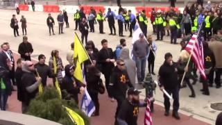 Jewish Defense League beat Palestinian protesters at AIPAC (Mar 26, 2017)