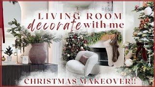 CHRISTMAS DECORATE WITH ME + LIVING ROOM MAKEOVER! 2024 living room christmas decorating ideas