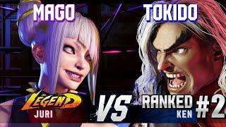 SF6 ▰ MAGO (Juri) vs TOKIDO (#2 Ranked Ken) ▰ High Level Gameplay