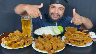 SPICY MUTTON CURRY, CHICKEN LEG PIECE CURRY AND QUAIL CURRY WITH RICE ASMR MUKBANG EATING SHOW