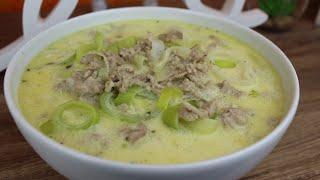 Cheese and Leek Soup with Minced Meat Recipe, quick soup recipe, delicious and hearty