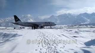 Skardu Airport winter season || snow at airport