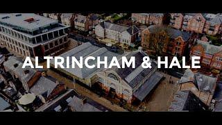 Altrincham & Hale in Manchester including the Manchester skyline by drone