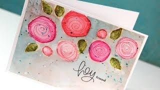 Distress Ink Watercoloring with Stamps