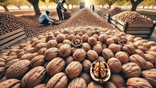 American Farmers Harvest And Process Walnuts, Pomegranates, Peaches And Chestnuts