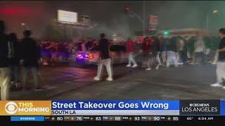 Street takeover goes wrong when vehicle strikes onlookers