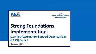 LASO Cycle 3 - Strong Foundations Implementation and PLC Support Webinar (October 2024)