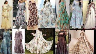 Floral print Long Frock Maxi Design Ideas most beautiful and cute design for cute girls 