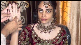 Bridal makeup transformation with hand for model shot kashees dress and jewllary