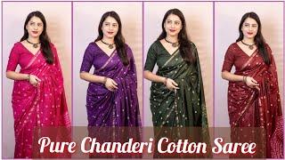 Pure Chanderi Cotton Saree Collection 2024 | Saree Haul