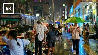 [4K] Walking in the Sudden Heavy Rain during the Dry Season in Downtown Bangkok