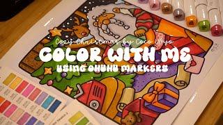 Color with me (ASMR)  'Cozy Christmas' by Coco Wyo using Ohuhu markers ️ #adultcoloring #asmr