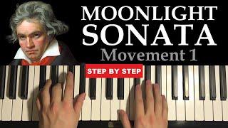 How To Play - Moonlight Sonata Movement 1 - by Beethoven (Piano Tutorial Lesson)