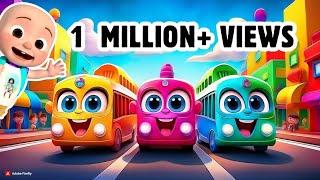 Wheels On The Bus Kids Songs (Colorful Buses) | Nursery Rhymes Lyrics | English BabyBus Songs