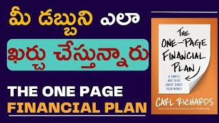 THE ONE PAGE FINANCIAL PLAN | DEBT FREE | FINANCIAL FREEDOM| MONEY EARNING |#moneymantraramakrishna