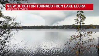 A tornado and funnel cloud causes damage to Northland