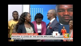 JOYCE OMONDI SURPRISES HUBBY WAIHIGA MWAURA ON AIR AS HE LEAVES CITIZEN TV FOR BBC | GOOBYE CAKE