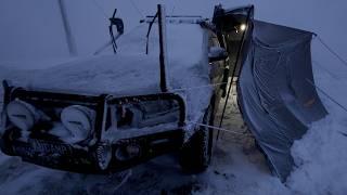 Snow Blizzard Destroyed My Camp!  Winter Camping Car Tent