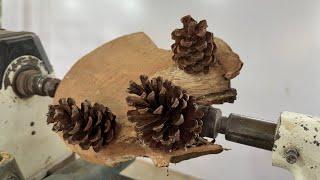 Amazing Woodturning - An Interesting Idea With Dried Pine Cones And Epoxy Resin.