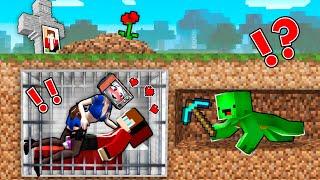 TV WOMAN POLICE and JJ BURIED ALIVE FELL in LOVE! Mikey TRYING save THEM from PRISON GRAVE Minecraft