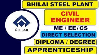 Bhilai Steel Plant Recruitment (SAIL) 2022 | Freshers | Diploma | Degree | Latest Apprenticeship Job