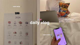 daily vlog  room setup, organizing, cozy days at home, productive studying