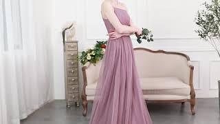 Elegant Long Tulle  One Shoulder Bridesmaid Dress with Slit TBQP514