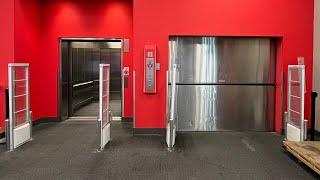 Two MEI Elevators at Target in St  Louis with an ELEVATOR RACE!