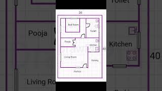 20*40 single bedroom house plan (Ground floor)