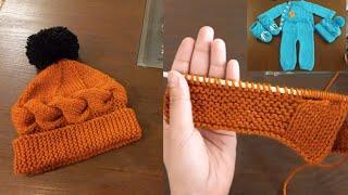 How to Knit a Hat with Straight Needles For Complete Beginners | Knit Easy Cap Written Instructions