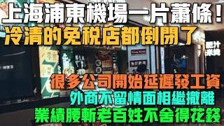 上海浦東機場一片蕭條！冷清的免稅店都倒閉了！很多公司開始延遲發工資！外商不留情面相繼撤離！業績腰斬老百姓不捨得花錢！