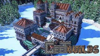 Minecraft Icy Lake Castle Surrounded by Snowy Mountains