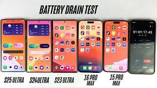 Samsung S25 Ultra vs S24 Ultra vs S23 Ultra vs iPhone 16 Pro Max vs 15 Pro Max - Battery Drain Test