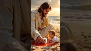 The baby abandoned by mother on beach but luckily kitten and Jesus took care of Baby p2  #jesus