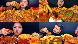 ASMR; EATING SPICY*MUTTON CURRY,CHICKEN/EGG CURRY,CHICKEN LOLIPOP,RICE EATING CHALLENGE MUKBANG 2X