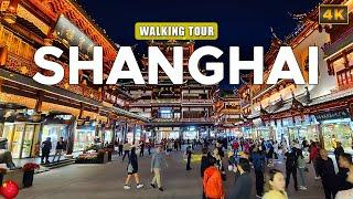 Shanghai 4K Walking Tour - Night Walk in Yuyuan Old Street