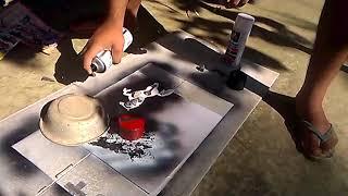 Spray painting black and white || freedom horse|| Sumit Bhattacharya