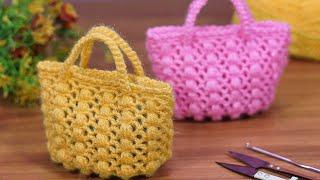 BeautifullllCrochet very easy mini handbag/bolsa de ganchillo/bolsa de crochê/örgü mini çanta