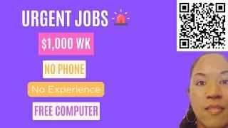 ️Urgent Hire! No Phone Jobs! $1,000 Week (Free Computer) Make $12 per hour taking surveys!