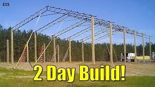 How to Build a Pole Barn | TIME LAPSE | 32x60 Pole Barn With16' Lean